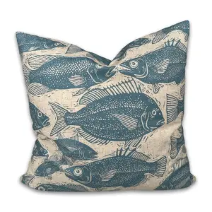 Kuddfodral - Fisk Blågrön - 45 x 45 cm - www.frokenfraken.se