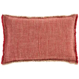 Kuddfodral - natur/röd med fransar - 40 x 60 cm - www.frokenfraken.se
