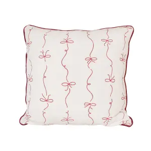 Kuddfodral - Rosett - Röd/Vit - L45 x B45 cm - www.frokenfraken.se
