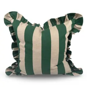 Kuddfodral - Volang - Randig - Grön - 45 x 45 cm - www.frokenfraken.se