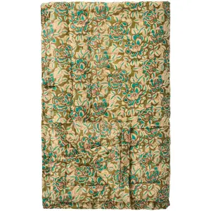 Pläd - blommor med turkosa blad - 130 x 170 cm - www.frokenfraken.se