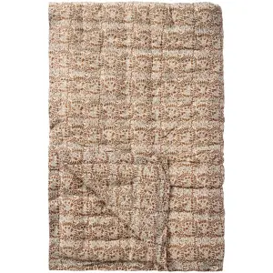 Pläd - brunt lövmönster - 130 x 170 cm - www.frokenfraken.se