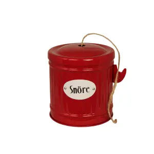 Plåtburk - Hugo Snöre - Röd - Ø10,3 x H11,5 cm - www.frokenfraken.se