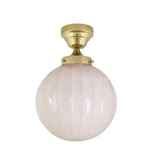Taklampa - Marit - Stor - Mässing, Beige - Ø30 x H42 cm - www.frokenfraken.se