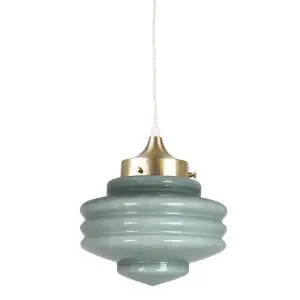 Taklampa - Valter - m. Tvinnad Sladd - Mässing/Grön - Ø20 x H25 cm - www.frokenfraken.se