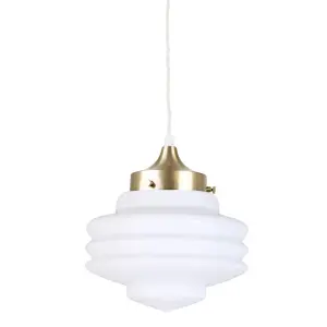 Taklampa - Valter m. Tvinnad Sladd - Mässing/Vit - Ø20 x H25 cm - www.frokenfraken.se