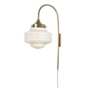 Vägglampa Rundad - Valter - Mässing/Beige - Ø20 x H56 x D31 cm - www.frokenfraken.se