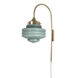 Vägglampa Rundad - Valter - Mässing/Grön - Ø20 x H56 x D31 cm - www.frokenfraken.se