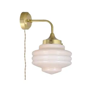 Vägglampa - Valter - Mässing/Beige - Ø20 x H31 x D28 cm - www.frokenfraken.se