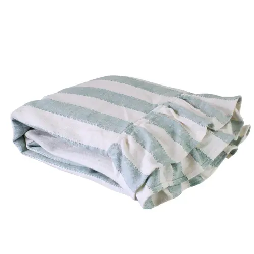 Duk - Ida Randig - Vit - Grön - L150 x B250 cm - www.frokenfraken.se