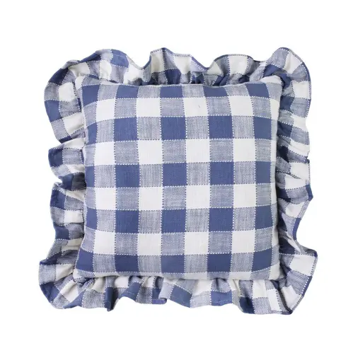 Kuddfodral - Ida Volang Rutig - Vit - Blå - L45 x B45 cm - www.frokenfraken.se