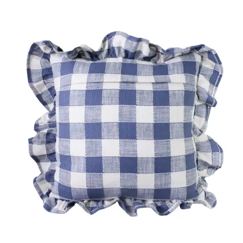 Kuddfodral - Ida Volang Rutig - Vit - Blå - L45 x B45 cm - www.frokenfraken.se