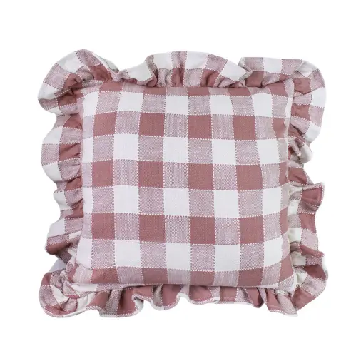 Kuddfodral - Ida Volang Rutig - Vit - Rosa - L45 x B45 cm - www.frokenfraken.se