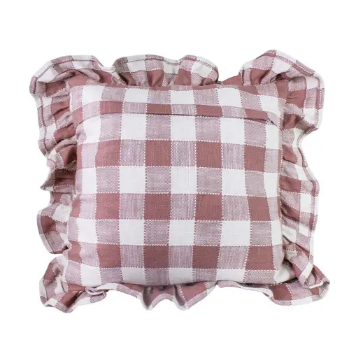 Kuddfodral - Ida Volang Rutig - Vit - Rosa - L45 x B45 cm - www.frokenfraken.se