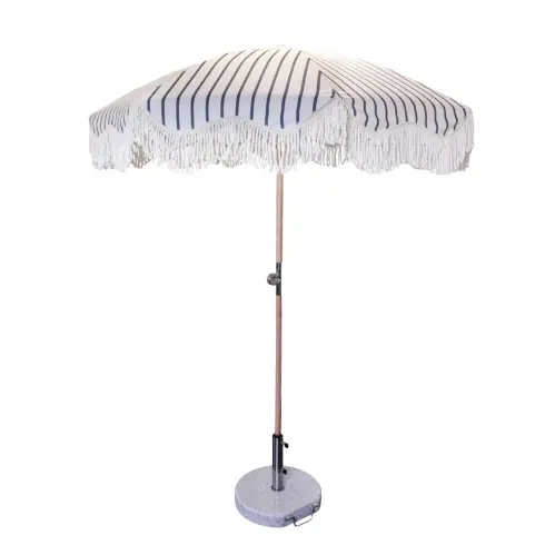 Parasoll - Randig - Offwhite/Blå - Vit - Ø175 x H220 cm - www.frokenfraken.se