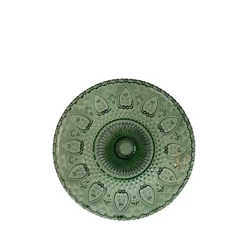 Tårtfat/Kakfat - Glas - Grön - Kristallkänsla - 8,1 x 17,7 cm - www.frokenfraken.se