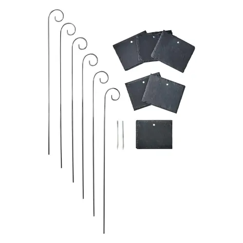 Trädgårdsskylt i Skiffer - 6-pack - Svart - 10 x 8 x 40 cm - www.frokenfraken.se