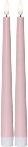 Batteriljus - LED - Antikljus - Rosa - 2 pack - Flamme - 26 cm - Timer - www.frokenfraken.se