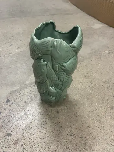 Kruka/Vas - Fisk - grön - 27 cm - www.frokenfraken.se