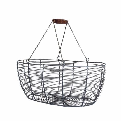 Trådkorg oval - Stor - Zink - 26 x 45 x 18 cm - www.frokenfraken.se