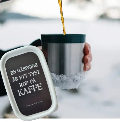 Mellislåda - En gäspning är ett tyst rop på kaffe - 10,6 x 6,8 x 4,0 cm - www.frokenfraken.se
