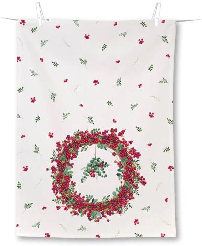 Kökshandduk - Berry Wreath Cream - 50 x 70 cm - www.frokenfraken.se