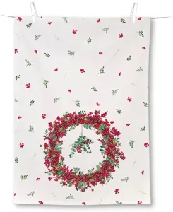 Kökshandduk - Berry Wreath Cream - 50 x 70 cm - www.frokenfraken.se