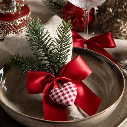 Hänge - Tyghjärta - Rutig - 6-Pack - 5 cm - www.frokenfraken.se