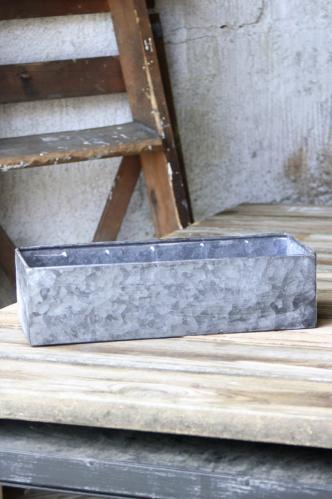 Plåtlåda med Plastinsats - Zink - 30 x 12 cm - www.frokenfraken.se