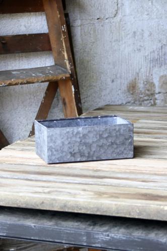 Plåtlåda med Plastinsats - Zink - 20 x 12 cm - www.frokenfraken.se