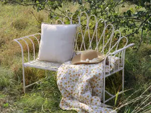 Trädgårdssoffa - Bänk - Järn - Vit - 98 x 124 x 46 cm - www.frokenfraken.se