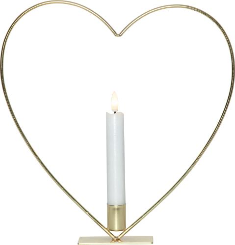 Stående ljusring - Hjärta - Mässing - Batteriljus flammande låga - Ø28 cm - www.frokenfraken.se