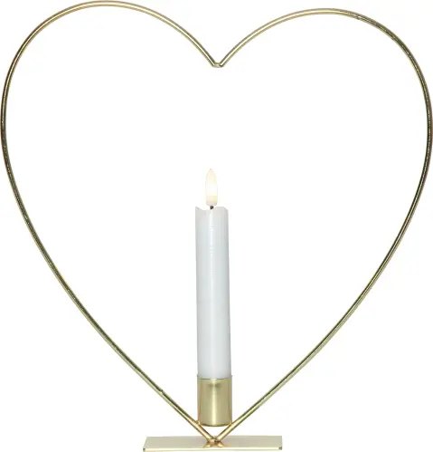 Stående ljusring - Hjärta - Mässing - Batteriljus flammande låga - Ø28 cm - www.frokenfraken.se