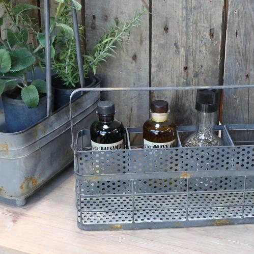 Korg i metall med fack - Industristil - 35,5 x 20 x 17 cm - www.frokenfraken.se