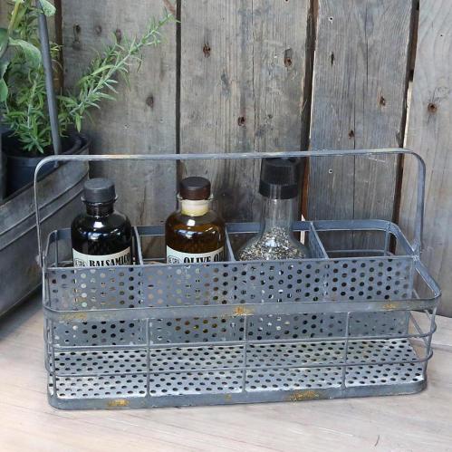 Korg i metall med fack - Industristil - 35,5 x 20 x 17 cm - www.frokenfraken.se