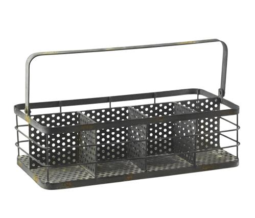 Korg i metall med fack - Industristil - 35,5 x 20 x 17 cm - www.frokenfraken.se