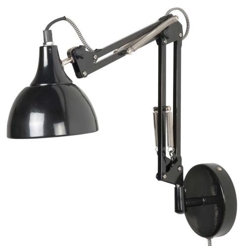Vägglampa - Arkitekt - Svart med textilsladd - www.frokenfraken.se