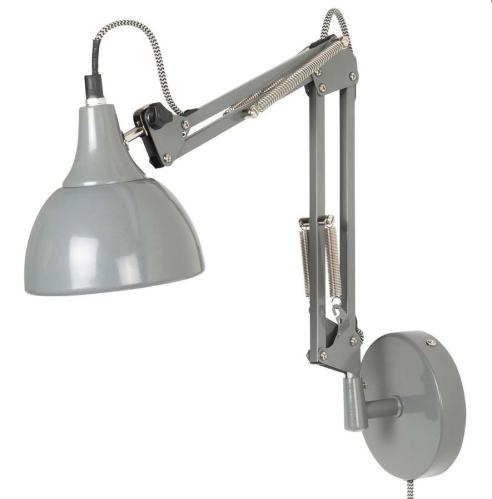 Vägglampa - Arkitekt - Grå med textilsladd - www.frokenfraken.se