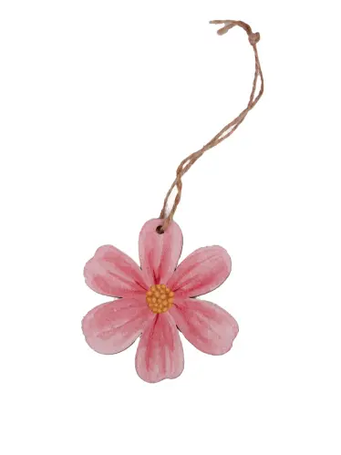 Hänge - Blomma - Ljusrosa - Trä - 7 cm - www.frokenfraken.se
