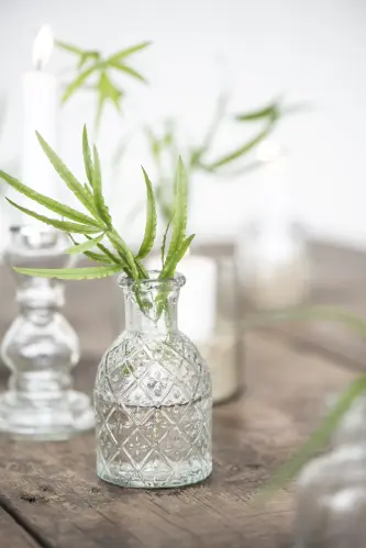 Glasflaska/Ljusstake - Kristallglaskänsla - Ø6 x 11 cm - www.frokenfraken.se