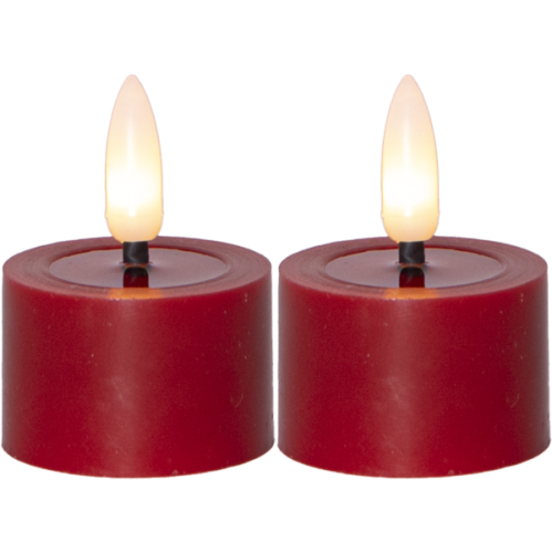 Batteriljus - Röd - LED Värmeljus - 5 cm - Flamme Flow - 2 st - www.frokenfraken.se