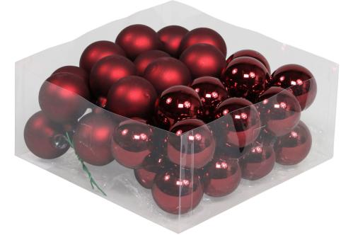 Julkula på ståltråd - Glas - Mörkröd - 3 cm - 72-pack - www.frokenfraken.se