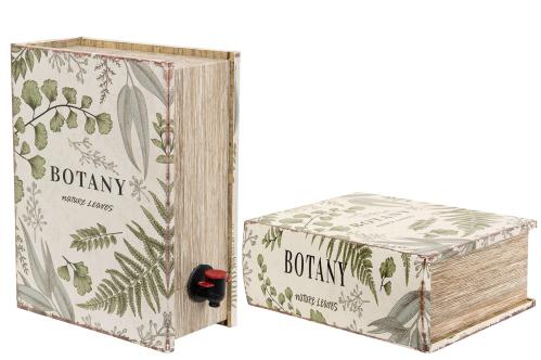 Vinbox Förvaringsbok - Boklåda - Leaves - 23 x 11,5 x 29,5 cm - www.frokenfraken.se
