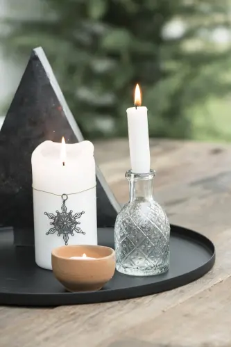 Glasflaska/Ljusstake - Kristallglaskänsla - Ø6 x 11 cm - www.frokenfraken.se