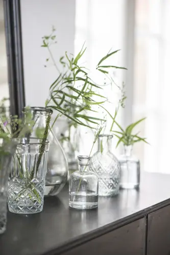 Glasflaska/Ljusstake - Kristallglaskänsla - Ø6 x 11 cm - www.frokenfraken.se
