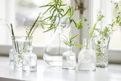 Glasflaska/Ljusstake - Kristallglaskänsla - Ø6 x 11 cm - www.frokenfraken.se