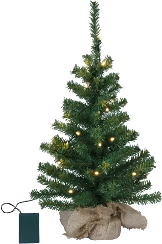 Julgran med belysning - Bordsgran i jutesäck - 60 cm - www.frokenfraken.se