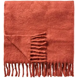 Ullpläd - rostfärgad med fransar - 130 x 170 cm - www.frokenfraken.se