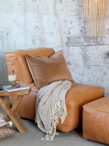 Loungestol - Sittpuff - Läder - 83 x 103 x 83 cm - www.frokenfraken.se