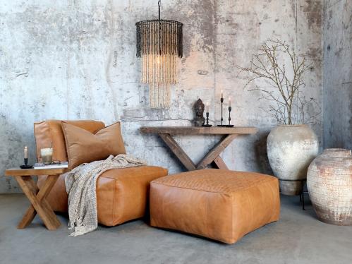 Loungestol - Sittpuff - Läder - 83 x 103 x 83 cm - www.frokenfraken.se